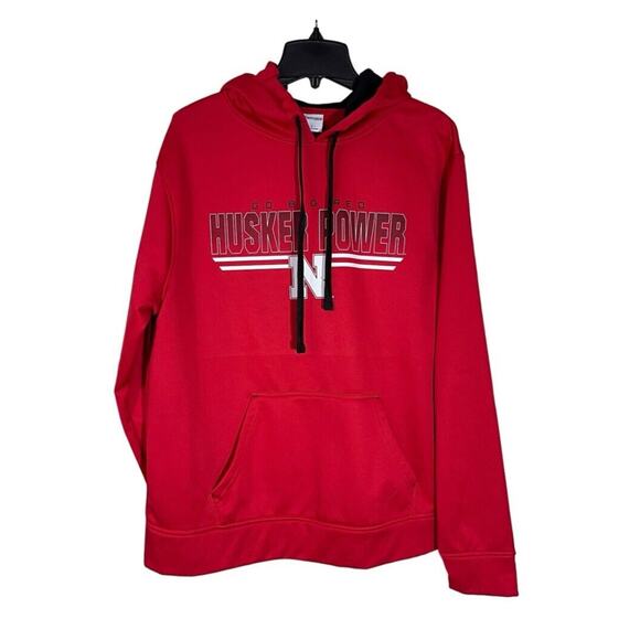 Nebraska Cornhuskers Sweatshirt Mens Large Red Pullover Hoodie NCAA Football - Picture 1 of 12